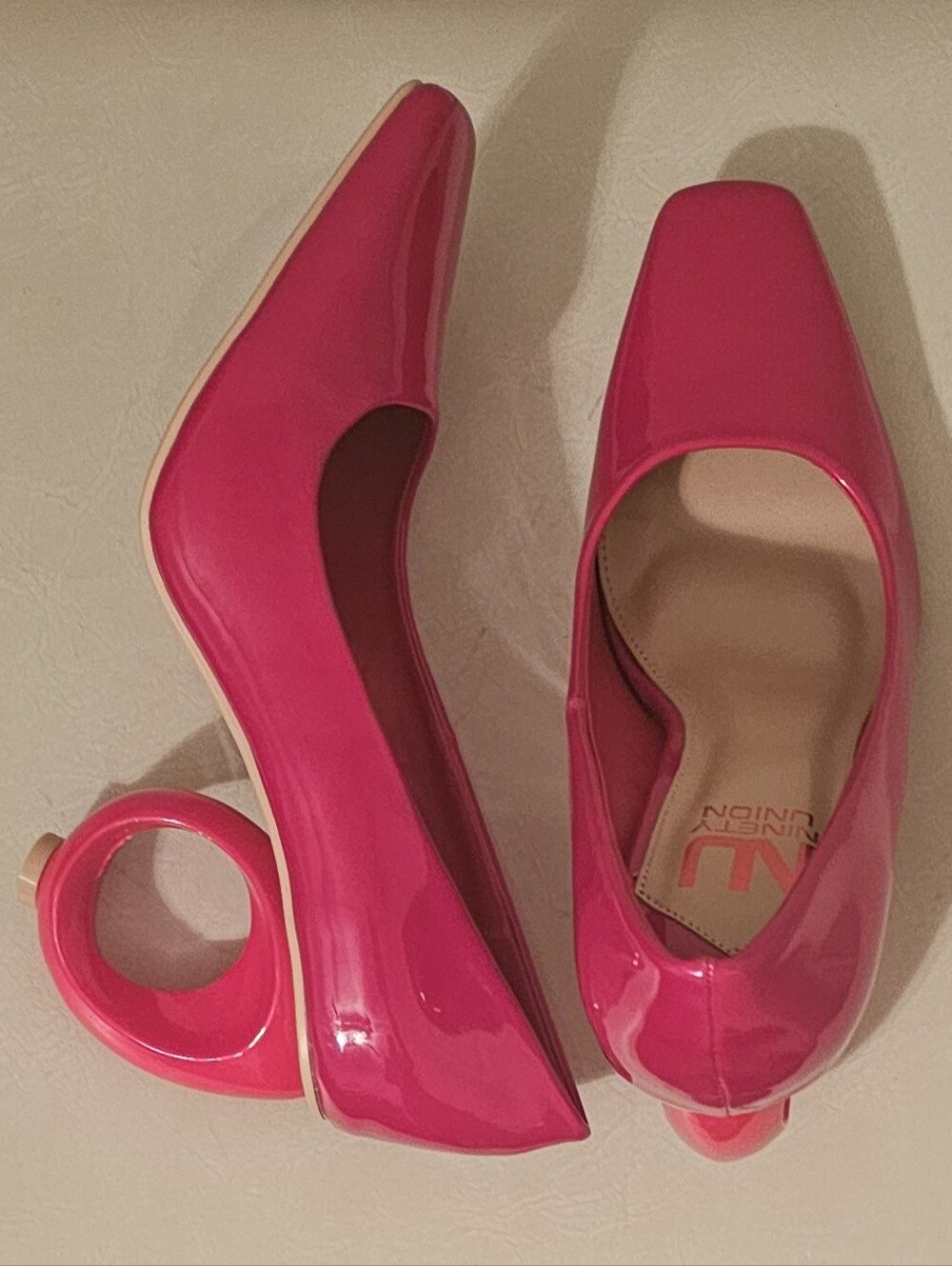 Ninety Union Fame Patent Leather Red Pumps Block Heels Size 6